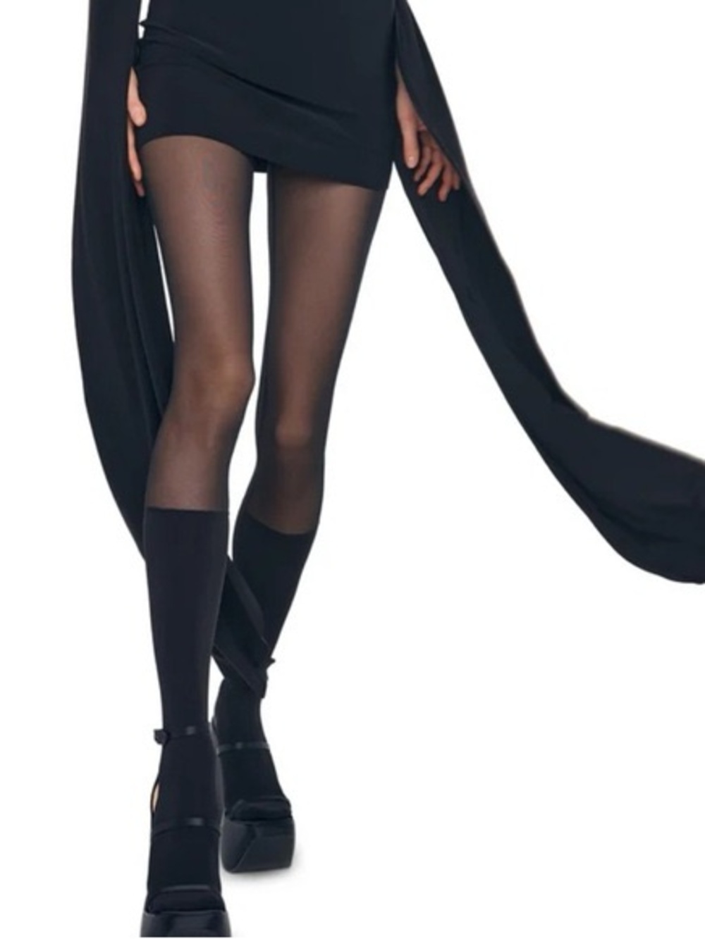 NWOT Norma Kamali Black Sheer Boot-High LookTights